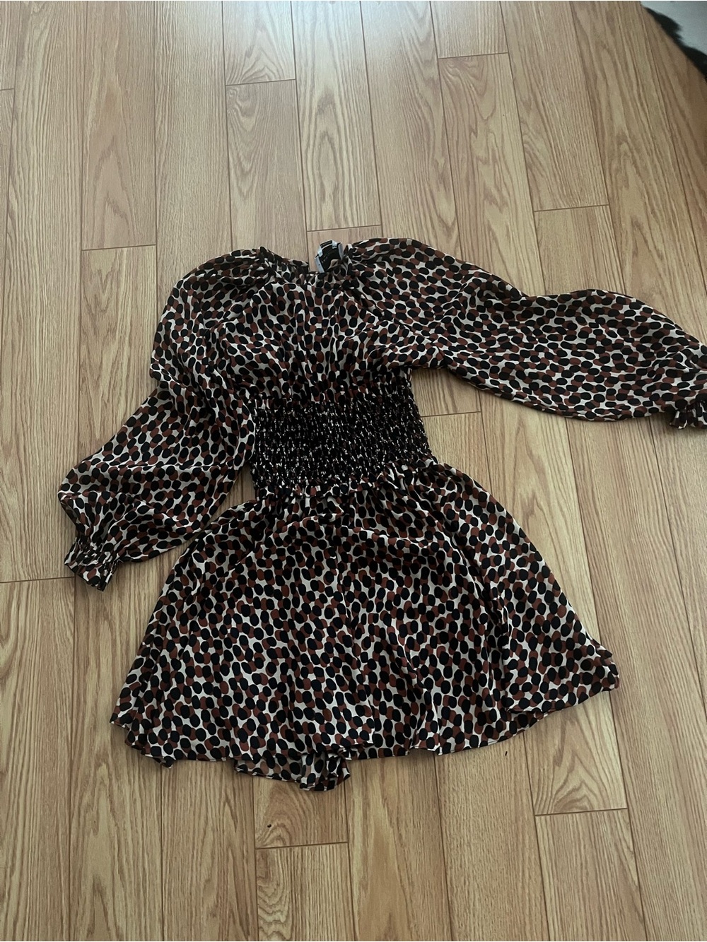kate spade Black, Brown & Cream Printed Long-Sleeve dress